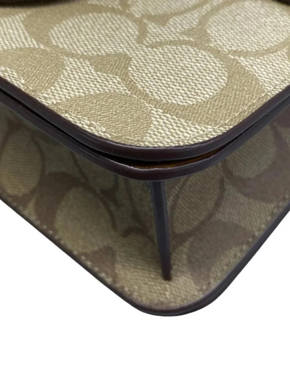 COACH Morgan Square Crossbody CR329 Beige Light Brown Dark Brown PVC Leather